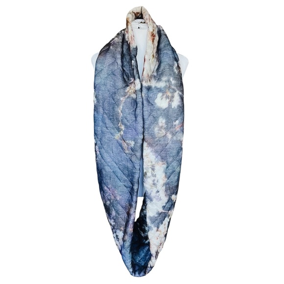 Anthropologie Bl-nk Luculia Watercolor Floral Multicolor Quilted Infinity Scarf - Picture 2 of 8